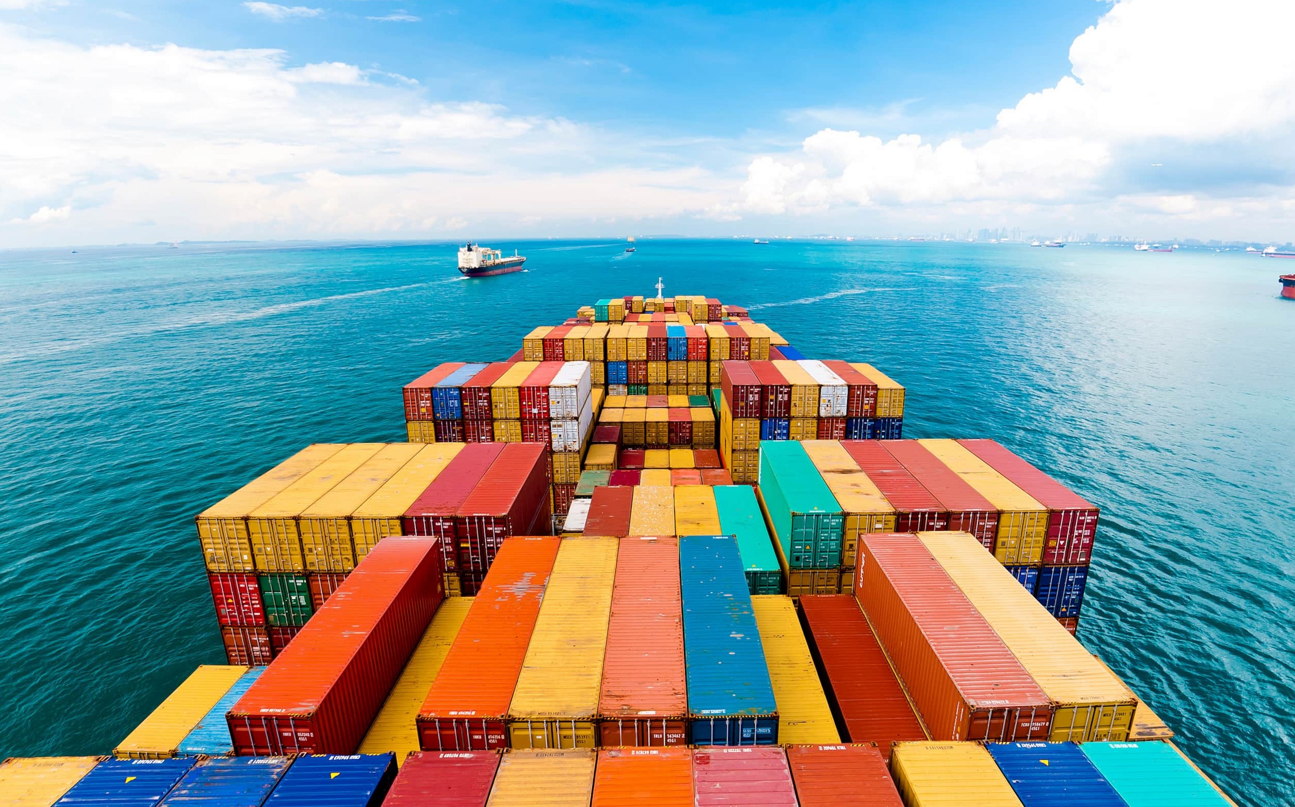 International trade with a container ship